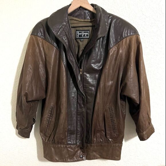 Vintage Gino di Giorgio By Comint Brown Leather Bomber Jacket Coat Size S - Picture 15 of 15